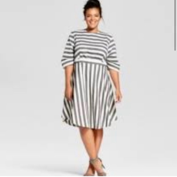 Who What Wear Dresses & Skirts - Who What Wear Gray & White Striped Dress size XL